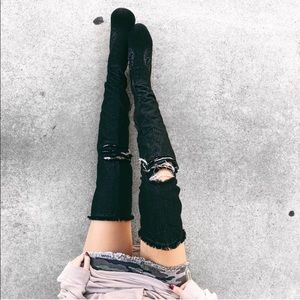 🔥NWOT Jeffrey Campbell🔥 denim thigh high boots